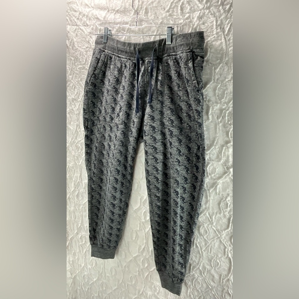J CREW Knit Goods Mens Grey Blue Skiers Graphic Sweatpant Jacquard Jogger Medium